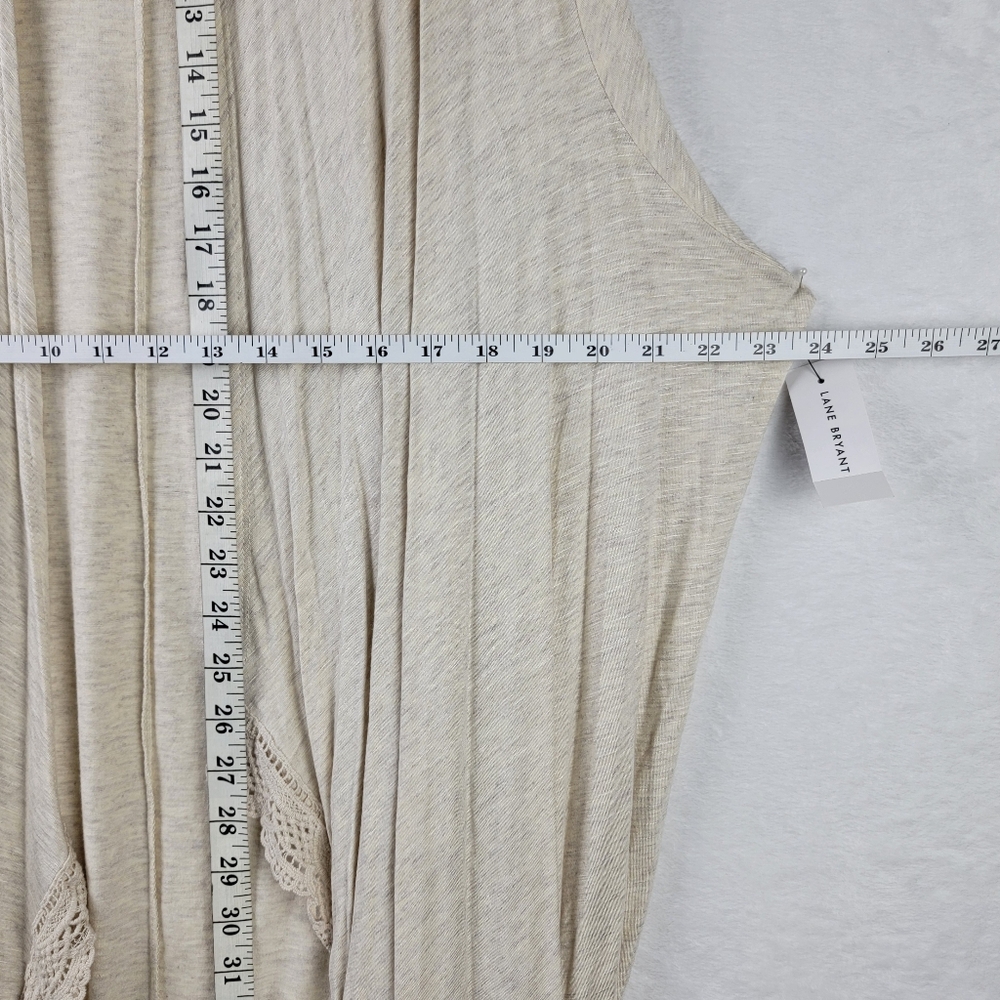Lane Bryant Long Cardigan Womens Size 22 24 Open Front Lace Trim Beige NWT - Picture 10 of 10